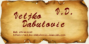 Veljko Dabulović vizit kartica